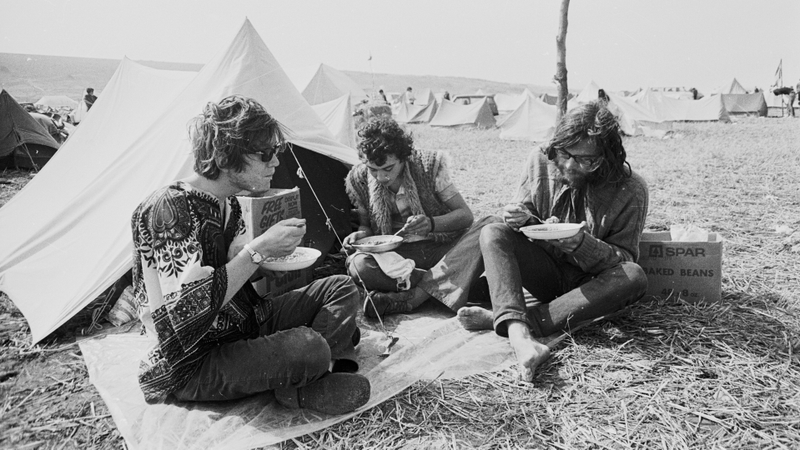 1970 campers near the Isle Of Wight pop festival